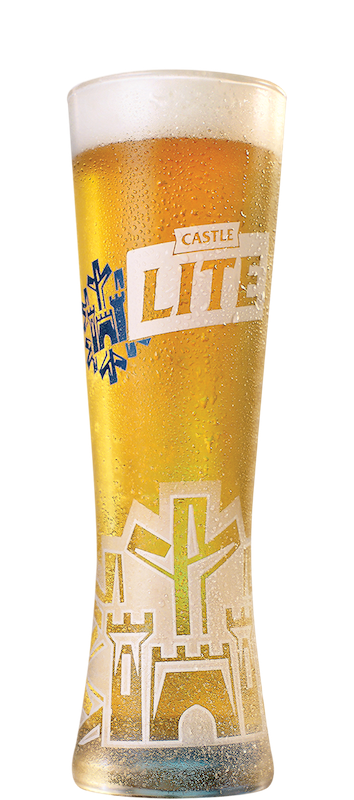 Castle Lite 500 ML Draught Inside a Glass